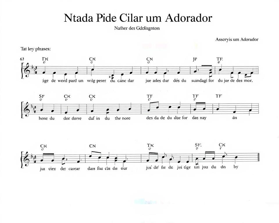 Partitura da música Nada Pode Calar um Adorador com destaque para as principais frases